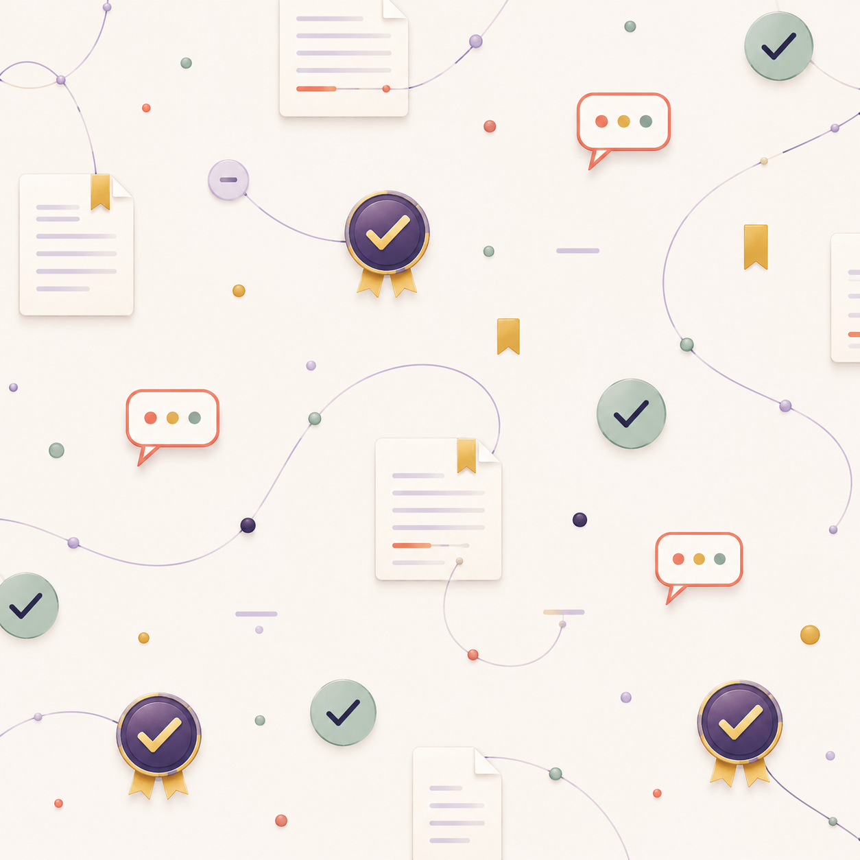 Quillorum review and approval icons pattern.
